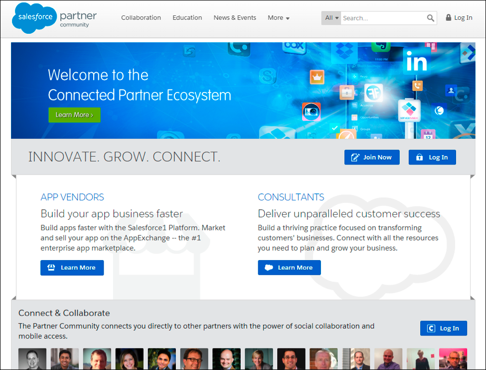 Salesforce Partner Community landing screen