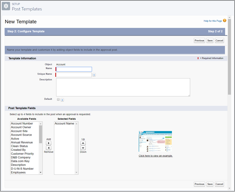 Approval post template configuration