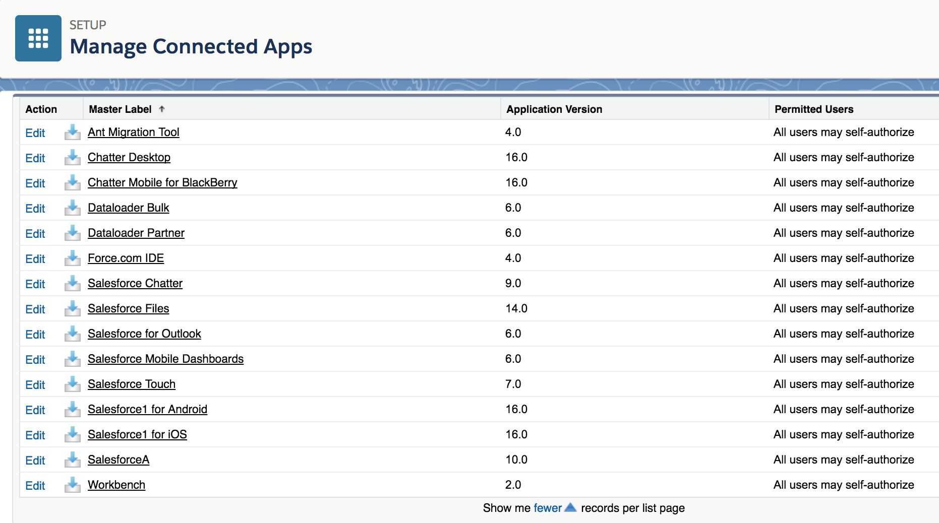 Screenshot that shows the list of connected apps