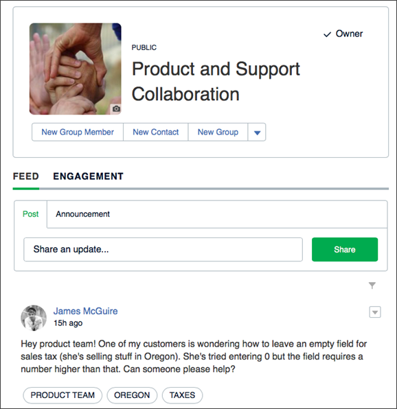 Group showing collaboration between product and support teams