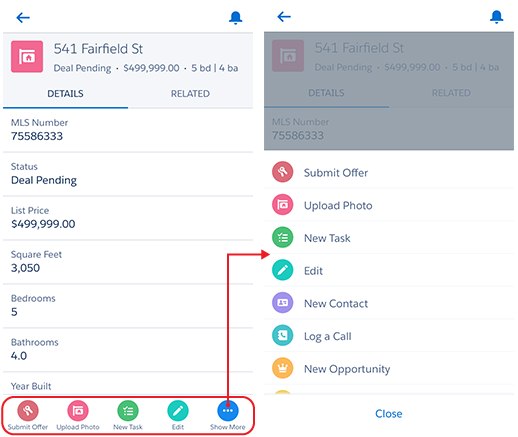 The Action Bar and Menu and Salesforce1