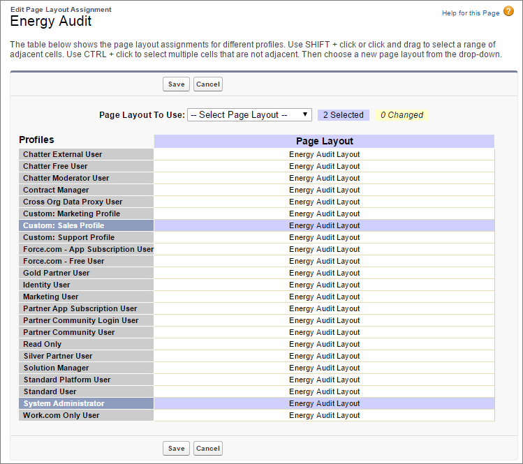 Select profiles