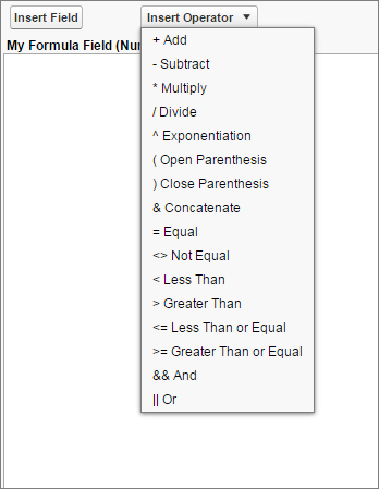 The Insert Operator menu.