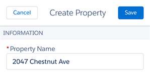 A screenshot of the property detail page in Salesforce1