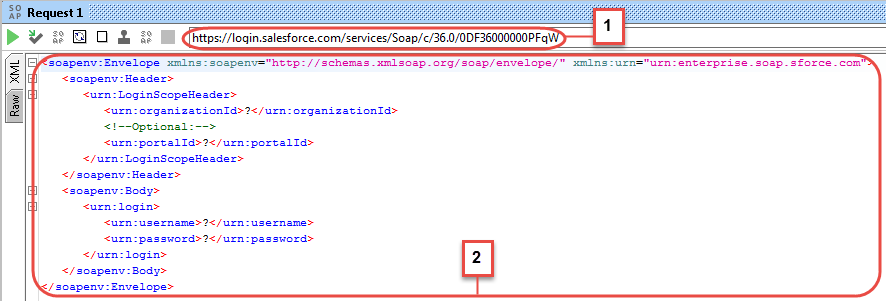 Sample SOAP login request