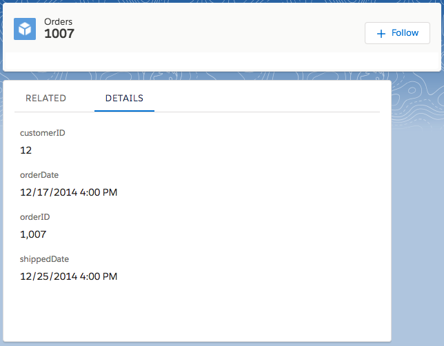 Record feed on an external object detail page