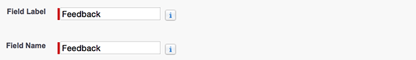 A screenshot of the details about the Feedback field