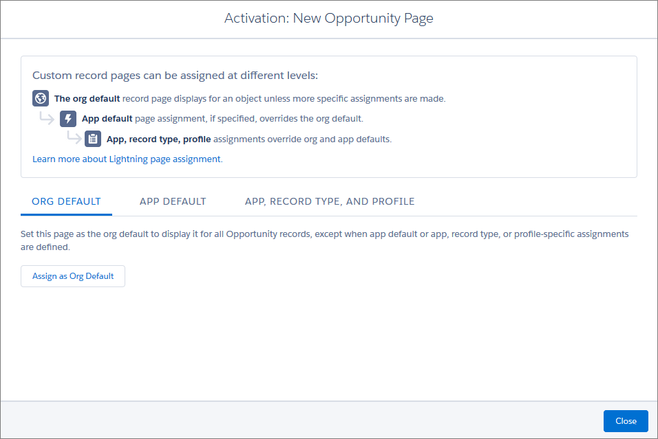 Record page activation