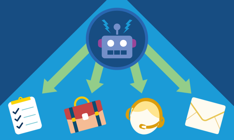 Graphic of a robot automating case processes.