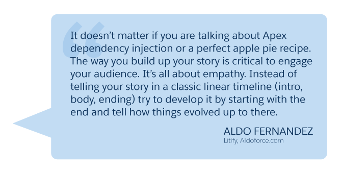 'It doesn’t matter if you are talking about Apex dependency injection or a perfect apple pie recipe...' Aldo Fernandez (Litify, Aldoforce.com)