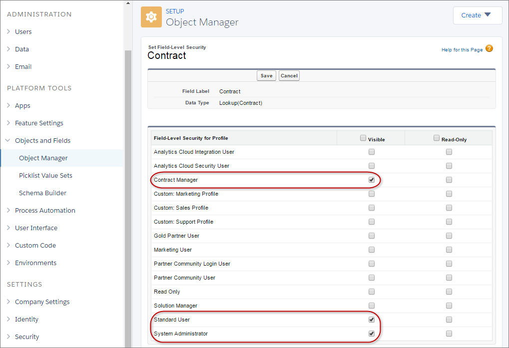 Set Feild-Level Security to add Contracts to Opportunity Details