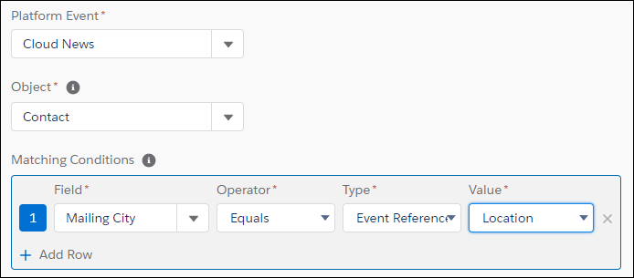 Process Builder matching criteria screen