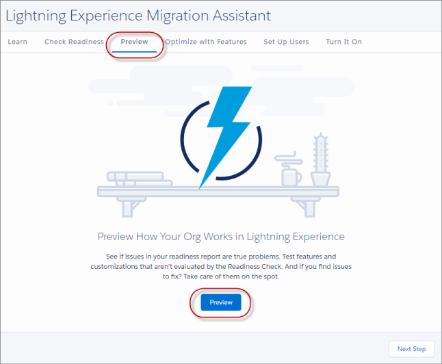 Preview Feature in the Lightning Experience Migration Assistant