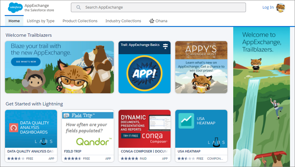The AppExchange homepage.