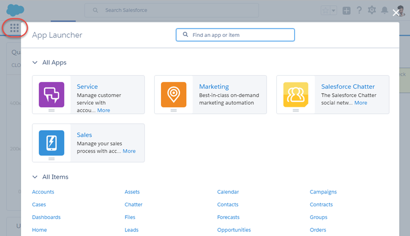App Launcher in Lightning Experience