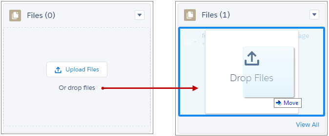 Drag and drop files onto the Files related list