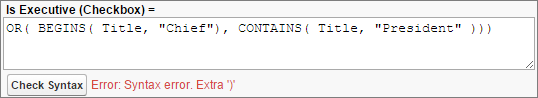 A syntax error for an extra parenthesis