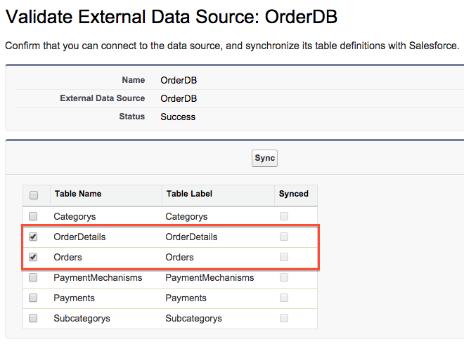 Validate External Data Source dialog