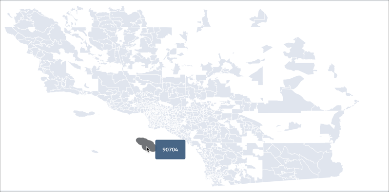 custom map los angeles zip codes with no data