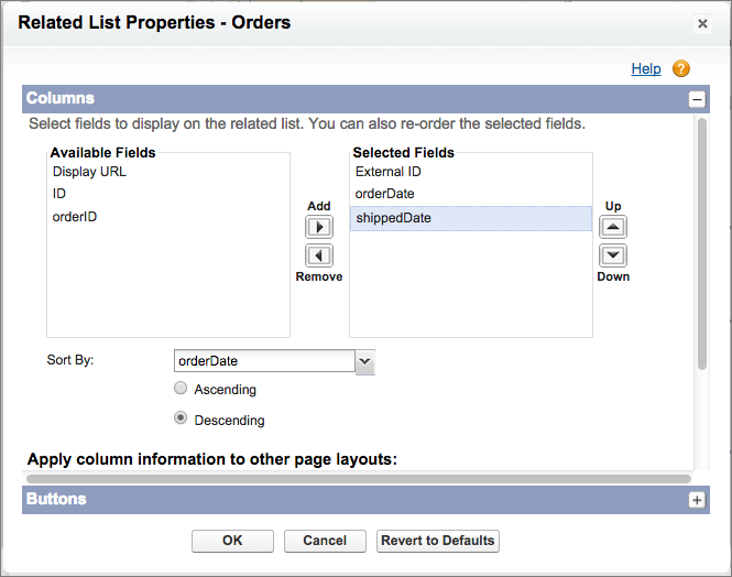 Orders related list properties