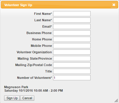 volunteer sign up form template