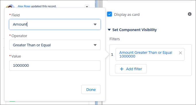 Component visibility settings