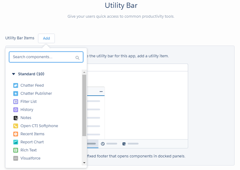 Utility bar options