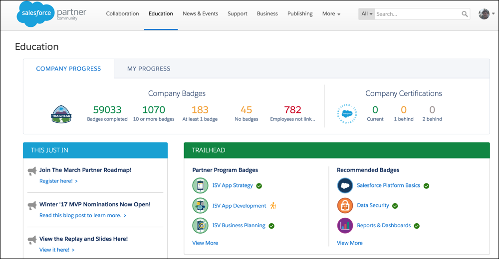 Company education tracking tab