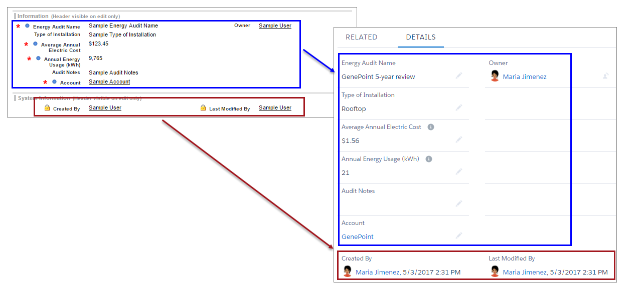 Page layout versus Details section