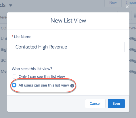 Name the list view and make it available to everyone