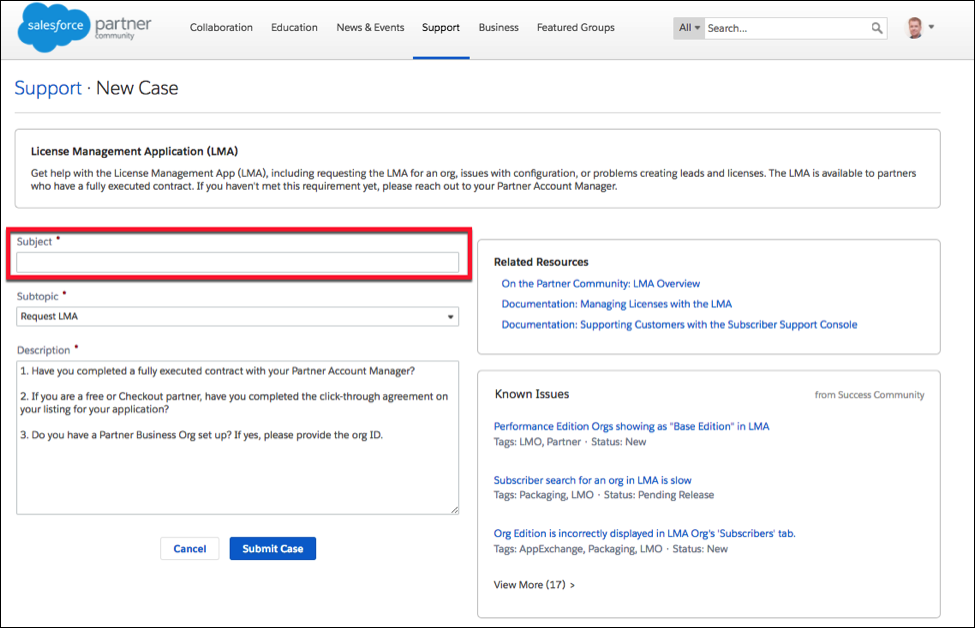 Submission of case to get LMA