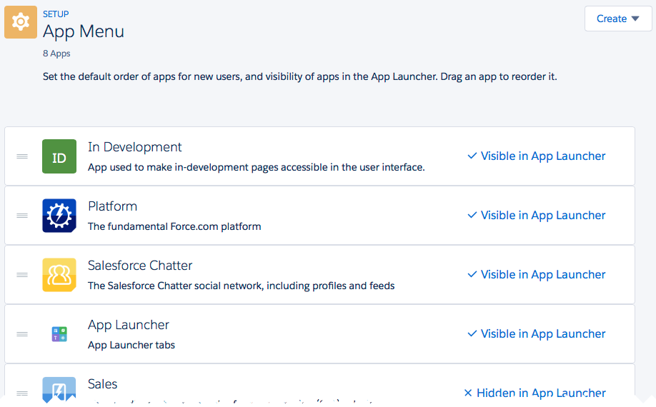 App Launcher app visiblity and order