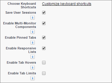 A screen shot of the customize keyboard shortcuts link in setup