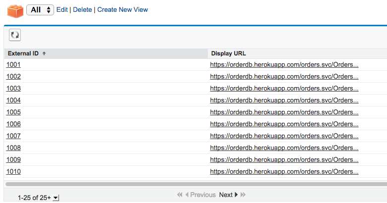 View list of external orders