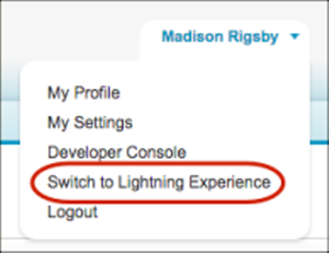 Switcher in the Salesforce Classic header