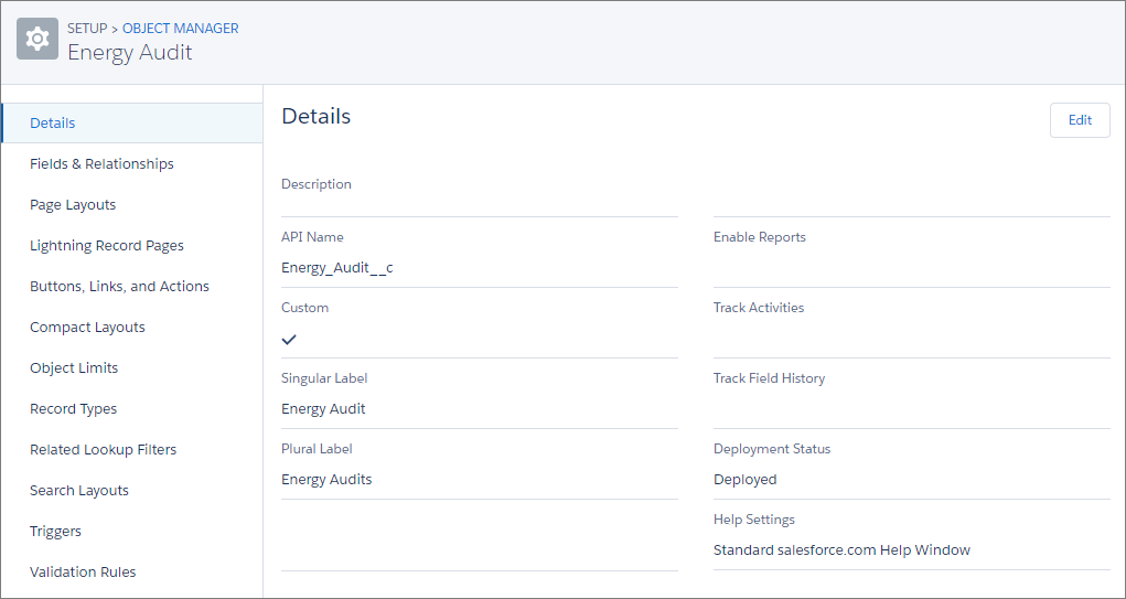 Energy Audit object details