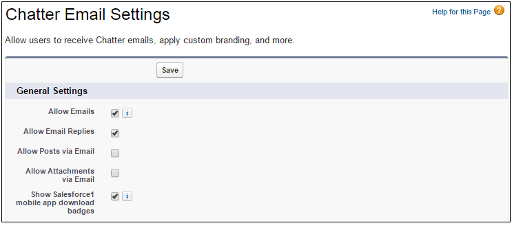 Chatter Email Settings