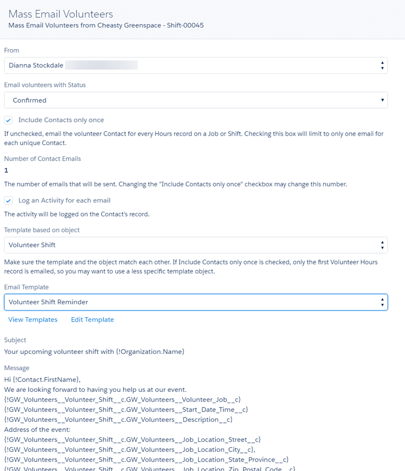 volunteer schedule template