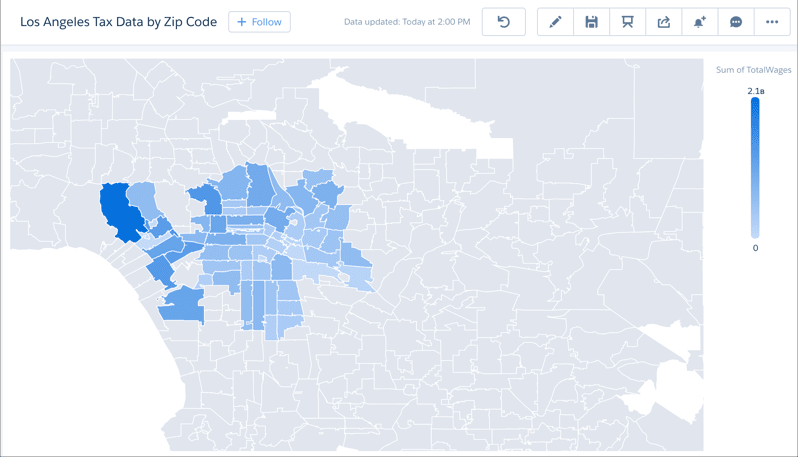 central los angeles zip-codes custom map
