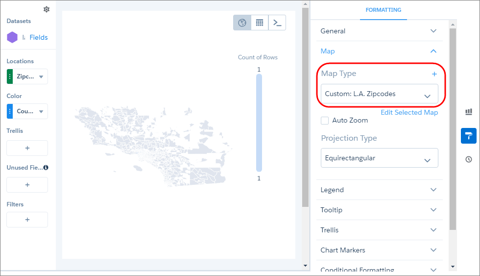 custom map los angeles zip codes with no data