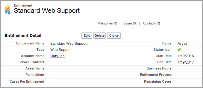 Entitlement detail page