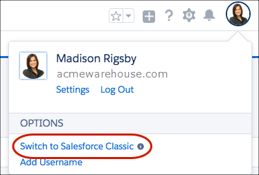 Switch to Salesforce Classic