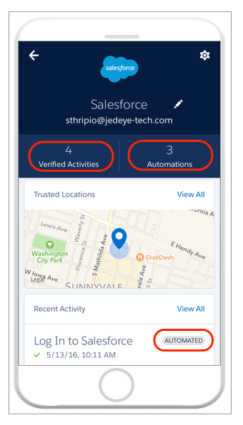 Salesforce Authenticator account details