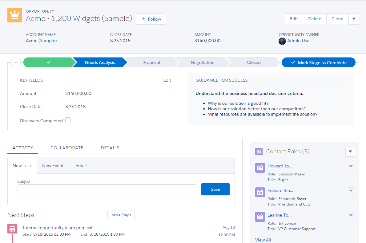 salesforce lightning experience opportunity sales crm path opportunities object cloud workspace account trailhead customer contacts ui management activity reasons switch