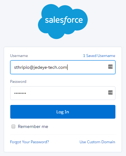 Salesforce desktop login screen