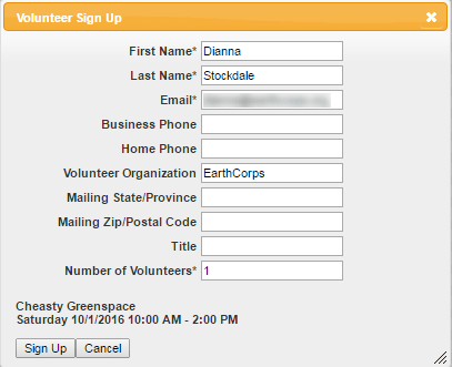 volunteer signup form