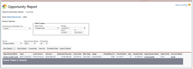 tableau tabular report