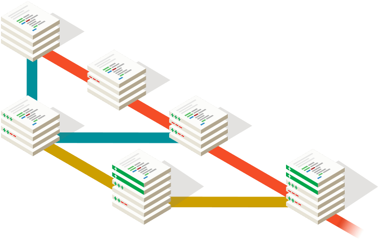 A diagram showing Git’s distributed naturel.