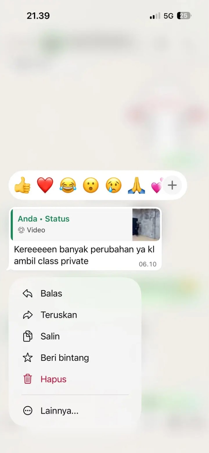 Bukti chat WhatsApp testimoni murid Allen Modelling Class 3