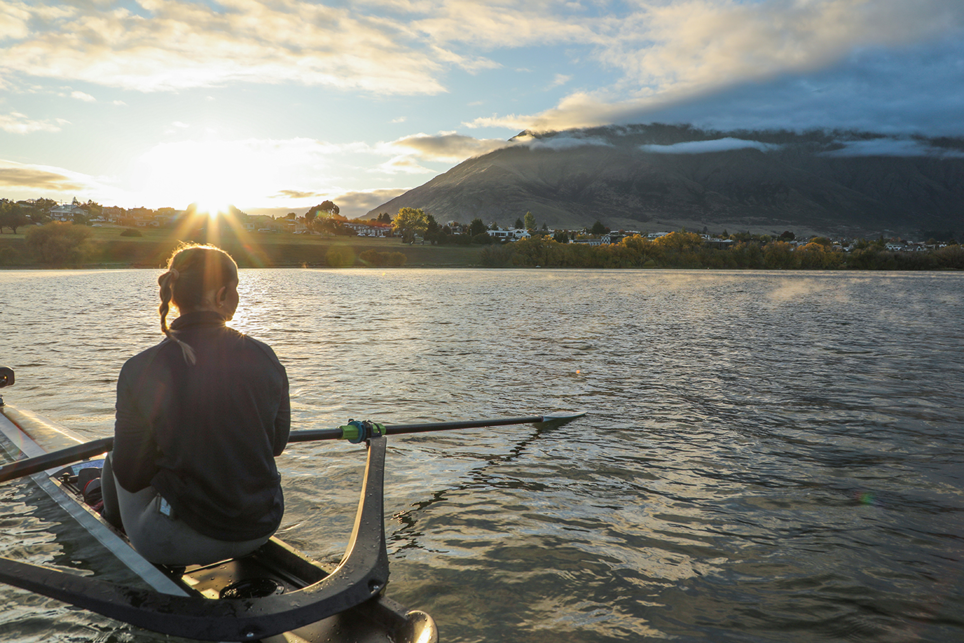 Hydrow Athlete Mac rows in New Zealand.